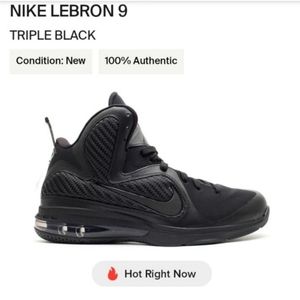 Nike Lebron 9 IX (Triple Black) Size 12 Men
